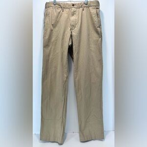 Uniqlo Straight Leg Chino Pants Men's 35x33.5 Tan Flat Front Slash Pocket Cotton